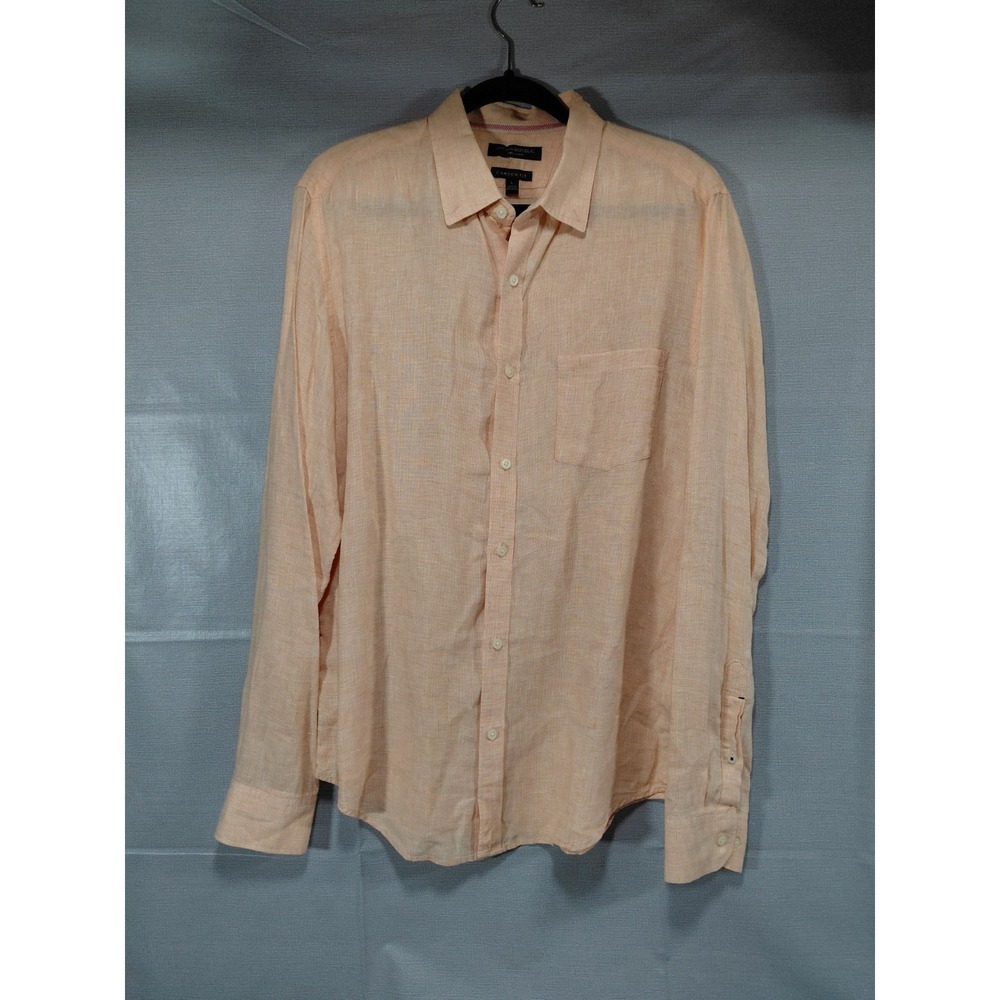 Banana Republic Camden Fit Linen Button Down Shirt Men's LG Long Sleeve Orange